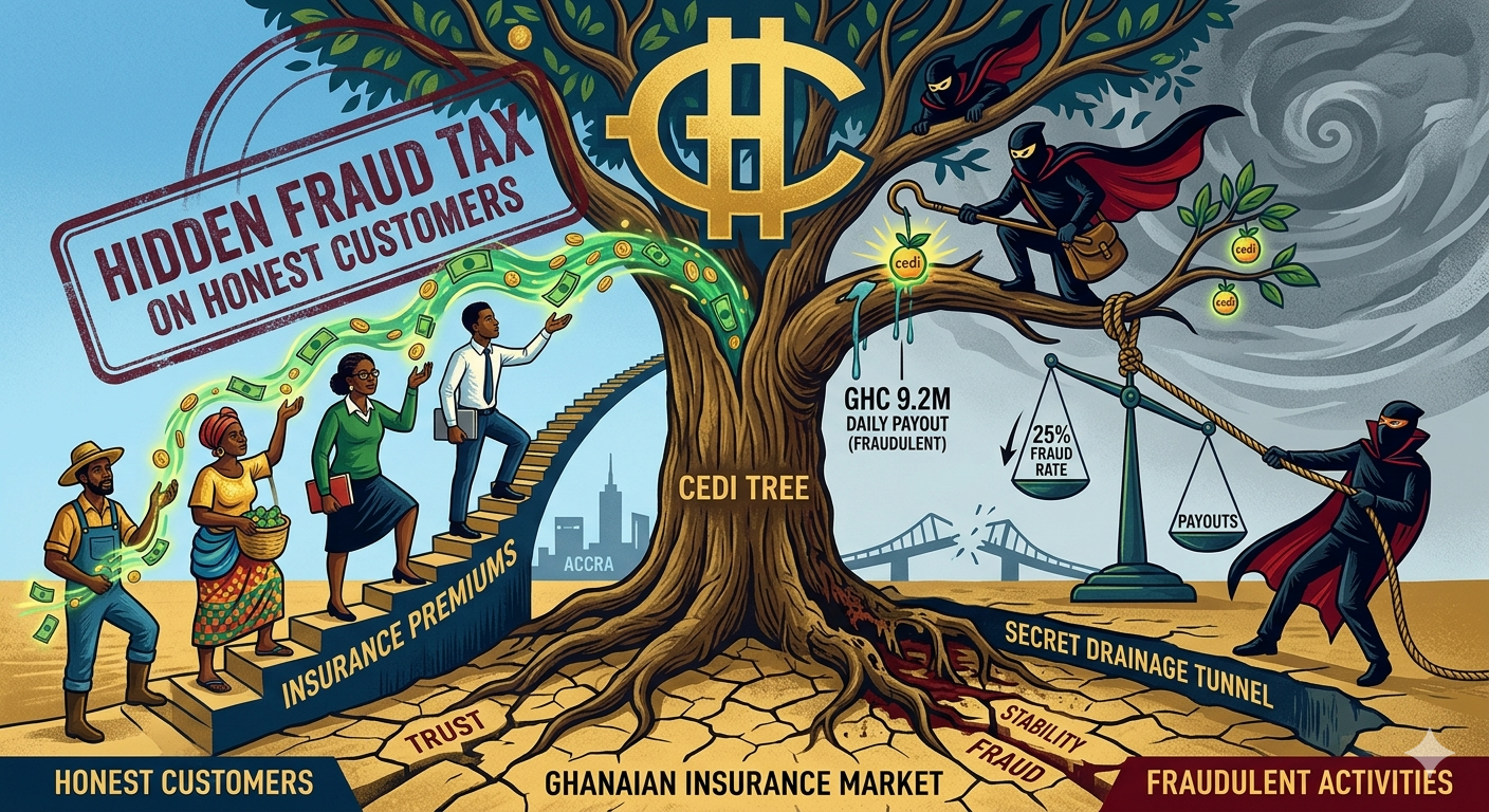How Insurance Fraud Affects Premiums in Ghana — The GH¢9.2m Daily Payout, the 25% Fraudulent Claim Rate, and the Hidden Tax on Honest Customers 3 How Insurance Fraud Affects Premiums in Ghana — The GH¢9.2m Daily Payout, the 25% Fraudulent Claim Rate, and the Hidden Tax on Honest Customers