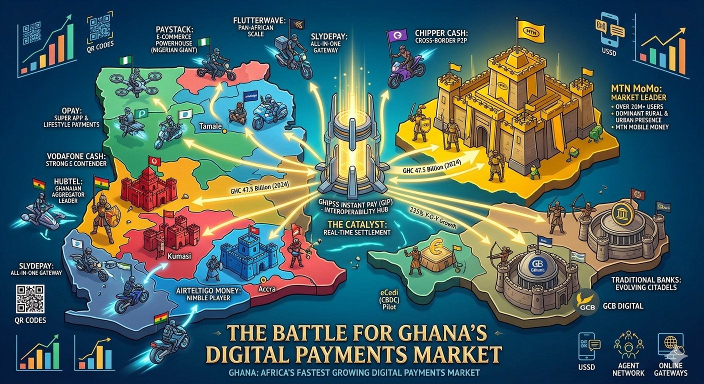 The Battle for Ghana's Digital Payments Market — MTN MoMo's GH¢6bn Crown, GhanaPay's Bank‑Led Challenge, and the Unfinished Fight for Financial Inclusion 3 The Battle for Ghana's Digital Payments Market — MTN MoMo's GH¢6bn Crown, GhanaPay's Bank‑Led Challenge, and the Unfinished Fight for Financial Inclusion